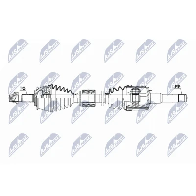 Imagen de NTY NPW PL 151 Árbol de Transmisión Eje delantero, izquierda 648mm automática OPEL: Mokka / X