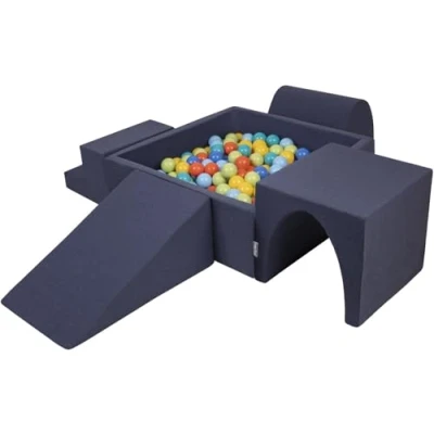 Imagen de KiddyMoon Parque Infantil De Espuma con Cuadrada Piscina Bolas (300 Bolas) para Niños, Azul Marino:Verdeclr/Naran/Turq/Azul/Azulclr/Amari