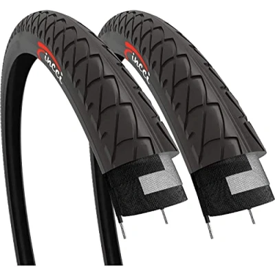 Imagen de Fincci Par de Cubiertas 26 x 2.125 Pulgadas Neumaticos Plegable 54 559 Slick para Carretera MTB Montaña Hibrida Bici Bicicleta Rodillo Neumatico 26x2.125