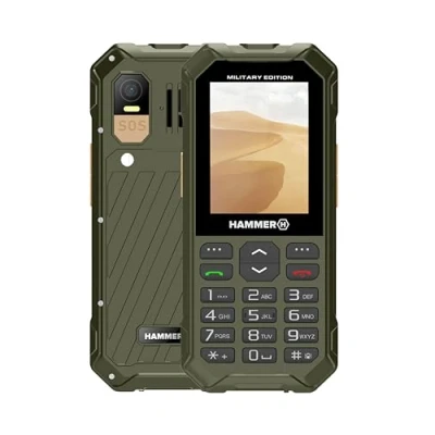 Imagen de Teléfono con pulsador Hammer 6 LTE Military Edition, gran batería de 2500mah hasta 7 días en espera, linterna y botón SOS, tecnología Volte, botones iluminados, prueba caída 1,5 metros IP68, 2,4