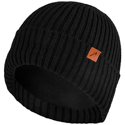 Imagen de ACE Gorro de Invierno Punto con Forro 3M Thinsulate para Adultos Suave, cálido y Confortable Negro