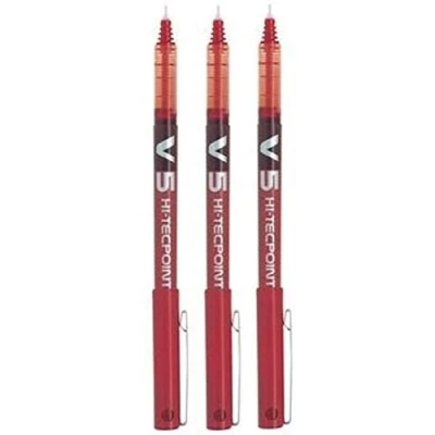 Imagen de Piloto BX V5 Rojo Hi Tecpoint Extra Fino Rollerball Pluma 0.5mm Punta 0.3mm Anchura Línea (Paquete De 3)