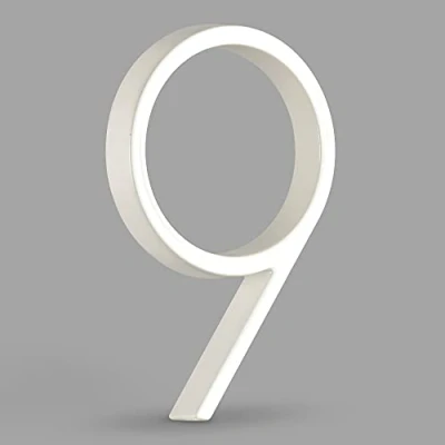 Imagen de HASWARE Número De Casa Flotante: 5 Pulgadas (12cm) Números Puertas Modernos SeñAlizacióN Para La Oficina Correos Calle (9, Blanco)