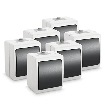 Imagen de ABSINA Interruptor de superficie para lugares húmedos 6x 1 gancho IP54, 250V, 10A