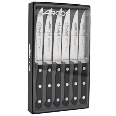 Imagen de Arcos Serie Clasica Juego de Cuchillos Chuleteros (6 Piezas) Acero Inoxidable Forjado Nitrum Mango Pom Color Negro
