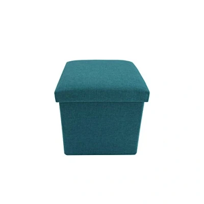 Imagen de Rebecca Mobili Puff Cubo Plegable, otomano, baúl Cuadrado, Azul Turquesa, reposapiés de Tela Medidas: 29 x 31 cm (AxANxF) Art. RE6172