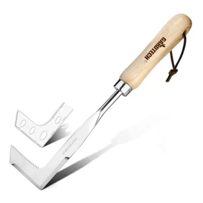 Imagen de Gardtech Raspador de Juntas con Mango Madera, Cuchillo maleza, Acero Inoxidable, rascador Multifuncional para Eliminar Musgo y Malas Hierbas, Jardinero