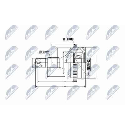 Imagen de NTY NPZ CT 016 Junta Homocinética Eje delantero, derecha, izquierda PEUGEOT: 307 Hatchback, 207 CITROËN: C4 I Hatchback