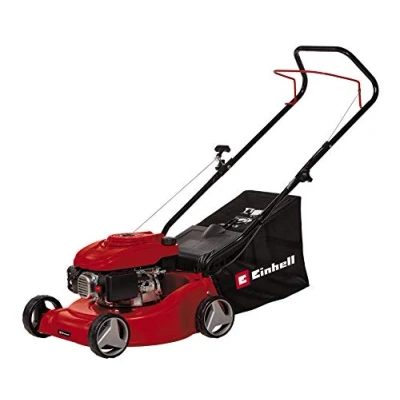 Imagen de Einhell Cortacésped de gasolina GC PM 40/1 (1,2 kW, ajuste altura en 3 niveles, larguero guiado plegable, carcasa plástico estable, bolsa colectora con indicador nivel, para 800 m²)