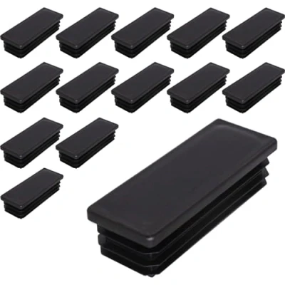 Imagen de SKIR&#039;CO (14 unidades) tapones rectangulares de plástico 30 x 80 mm, tapas tubo mate, insertos rectangulares, para postes valla, color negro RAL 9005