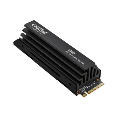 Imagen de Crucial T700 SSD 1TB PCIe Gen5 NVMe M.2 Interno Gaming con Disipador Premium, Hasta 11.700MB/s, Microsoft DirectStorage, Compatibilidad 4.0, Disco Duro CT1000T700SSD5