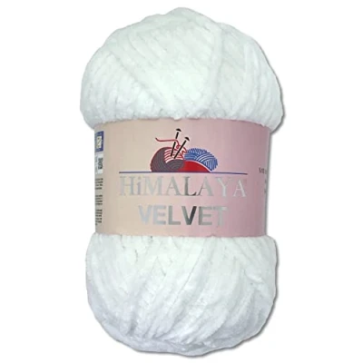 Imagen de Wohnkult Himalaya Velvet Dolphin 90001 Ovillo de 100 g lana aterciopelada, 40 colores para elegir, felpilla, hilo tricotar, accesorio ropa, mantas (blanco nieve)