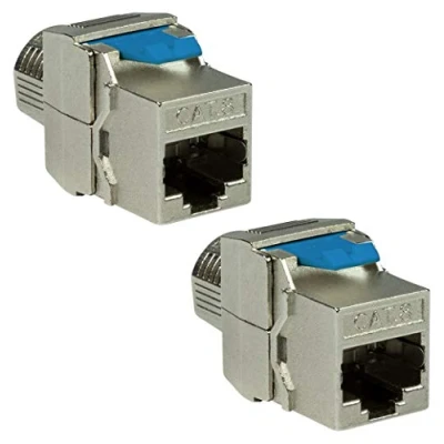Imagen de odedo 2 x Keystone CAT 8.1 hembra RJ45 STP red sin herramientas 16,5 mm RJ 45 módulo servidor rack panel de cableado