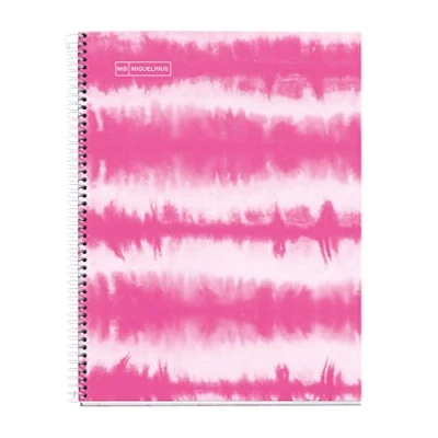 Imagen de Miquelrius Cuaderno Libreta, Tapa Dura Cartón, A4, 4 Franjas de Colores, 120 Hojas Cuadriculadas 90 gramos, Taladros, Tie Dye Rosa Neón Flúor