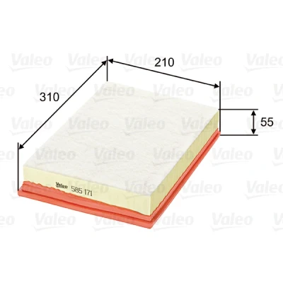 Imagen de VALEO 585171 filtro de aire 60 210 310 Cartucho filtrante con previo SEAT: Alhambra I, VOLKSWAGEN: Sharan FORD: Galaxy Mk1 MPV
