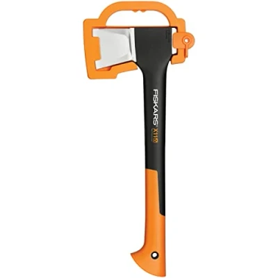 Imagen de Fiskars Hacha 1,1 kg, Con estuche de almacenamiento y transporte, Longitud: 44 cm, Capa antiadherente, Cuchilla acero/Mango fibra vidrio, Negro/Naranja, X11S, 1015640