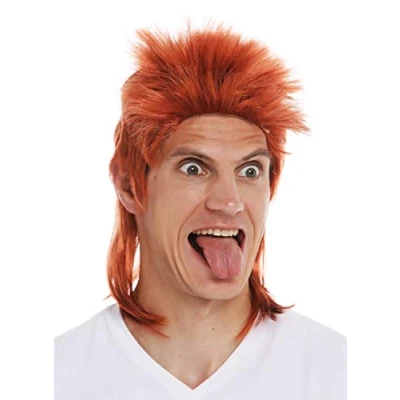 Imagen de WIG ME UP 31910 FR14B Peluca Carnaval Hombres Melena Mullet farru Erizo los años 80 Rojo cobrizo
