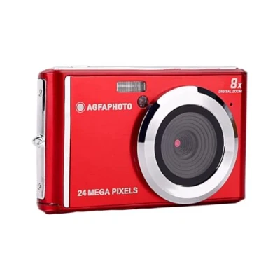 Imagen de AGFA Photo Realishot DC5500 Cámara digital compacta, 24 MP, pantalla LCD de 2,4&quot;, zoom 8X, vídeo HD 720p, memoria externa SD, batería litio, color rojo
