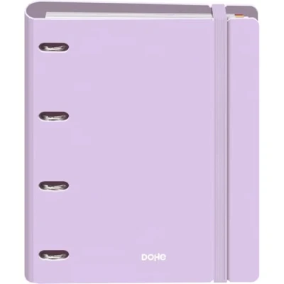 Imagen de Dohe Archivador con Recambio Carpeta 4 Anillas Polyfoam, A4 (28x32 cm), 100 Hojas Cuadriculadas, Suave y Resistente, Separadores de Colores, Sobre Almacenamiento Extra Goma SERENITY Morado