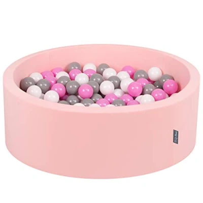Imagen de KiddyMoon 90X30cm/200 Bolas ∅ 7Cm Piscina De para Ninos Hecha En La UE, Rosa:Gris/Blanco/Rosa