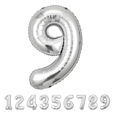Imagen de Globos de Cumpleãnos 9 Plata,101 CM Globo Numeros Gigantes Grandes Decoracion,Globo Numero 9,Globos Niño Niña Adultos,Vuelan con Helio