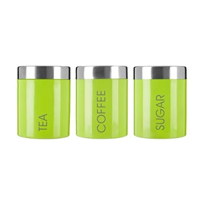 Imagen de Premier Liberty Juego de 3 Botes té, café y azúcar, Color Verde Lima, Acero Inoxidable, Lime Green, H13 x W10 D10cm,
