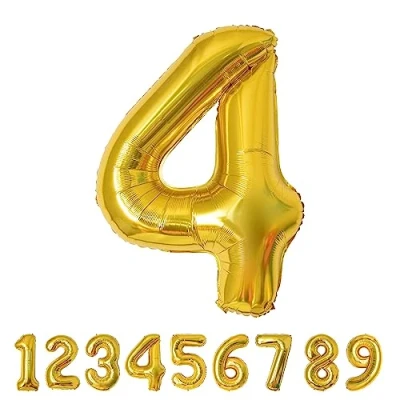 Imagen de Globos de Cumpleãnos 4 Oro,101 CM Globo Numeros Gigantes Grandes Decoracion,Globo Numero 4,Globos Niño Niña Adultos,Vuelan con Helio