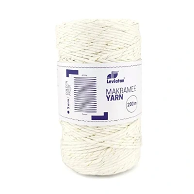 Imagen de D.RECT 110971 Cordón de macramé, aro Dorado congelado, 200 m