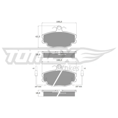 Imagen de TOMEX brakes TX 10 48 Juego de pastillas freno Eje delantero con contacto avisador desgaste RENAULT: CLIO 1, Super 5 Hatchback, Hatchback
