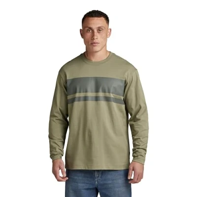 Imagen de G STAR RAW Placed Stripe Boxy Long Sleeve Camisetas, Verde Shamrock D24367 c784 2199, XL para Hombre