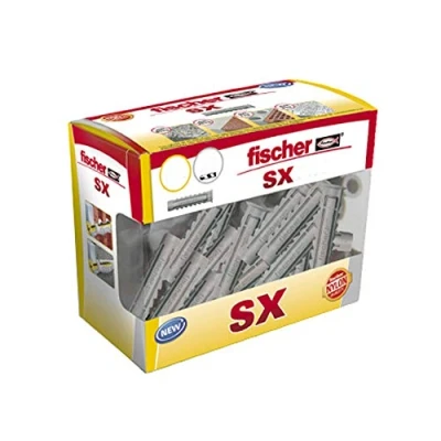 Imagen de fischer tacos SX 8x40 pared, colgar cuadros, fijar lámparas, Caja de 60 uds.