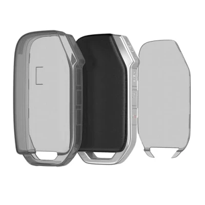 Imagen de kwmobile Carcasa para Mando Compatible con Kia Llave de Coche Smart Key 3 Botones Funda Llaves TPU Transparente Negro/Transparente