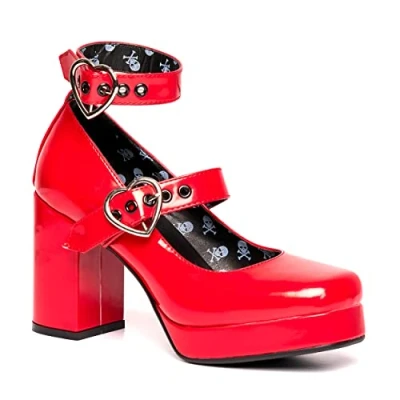 Imagen de LAMODA Corazón Cromado, Zapato Corto Mujer, Patente Rojo, 36 EU