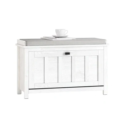 Imagen de SoBuy Banco Zapatero con 1 Puerta para Entrada Dormitorio de Almacenamiento Asiento Blanco 80 x 30 50 cm FSR161 W ES