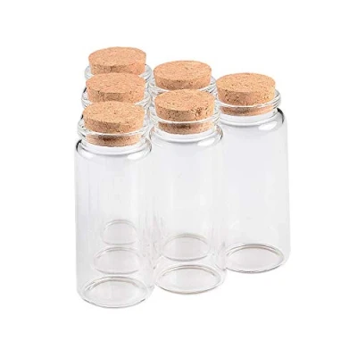 Imagen de Jarvials 50pcs 65ml Botellas de Vidrio Transparente con Corchos Perfumes Regalo Frascos Deseos para Favores Fiesta Bodas (65ml 37x90x27mm)
