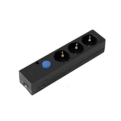 Imagen de SIMON BRICO Base Múltiple Multifix, Regleta de Enchufe Plano, 3 Tomas 16A, Ladrón Enchufes con Toma Tierra e Interruptor Luz, 250V, 3680W, Color Negro