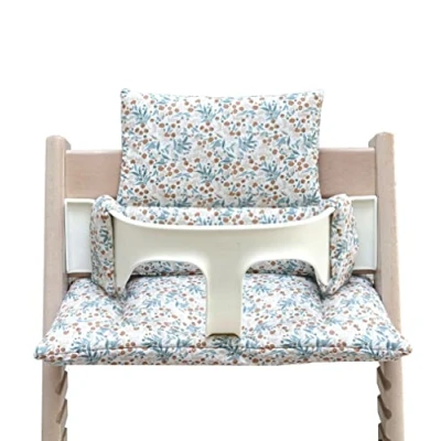 Imagen de Blausberg Baby Cojín Set para Stokke Tripp Trapp Trona Materiales certificados por Oeko Tex Standard 100 Prato Fiorito Blue