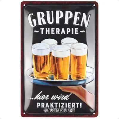 Imagen de Nostalgic Art Retro Blechschild Terapia De Grupo Idea Regalo para los Amantes la Cerveza, Metal, Diseño Vintage con Frase, 20 x 30 cm