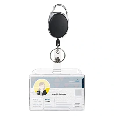 Imagen de Vicloon Llavero Retráctil para Tarjeta Tarjetero y Ajustables Mejorados de Doble Cara Soporte ID