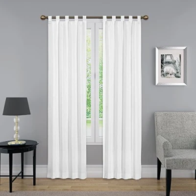 Imagen de Pairs to Go Cortinas Decorativas Modernas con Trabillas para Dormitorio o Sala de Estar (2 Paneles), algodón, Blanco, 30 x 63 Pulgadas
