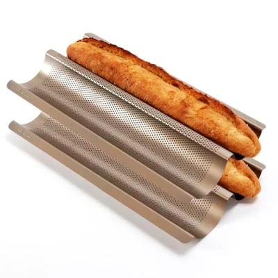 Imagen de Bandeja antiadherente para baguette francesa, perforada, acero al carbono