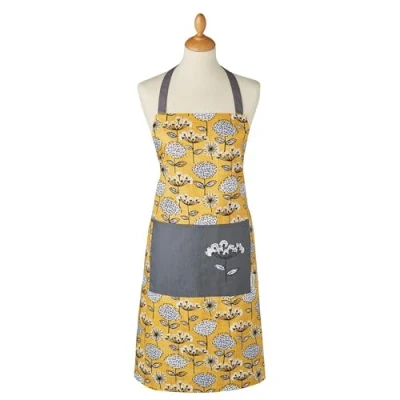 Imagen de Cooksmart Delantal Retro de algodón, Amarillo Mostaza, Talla única