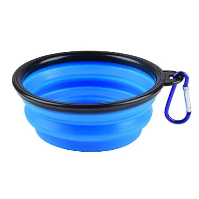 Imagen de Plegable Viajes Silicona Gatos Perros Bowl Portable Pet Food Cuenco de Agua, Alimentación a Través del Bebedero Portátil Agua Potable con Gancho Fácil Llevar, Ahorrar Espacio.