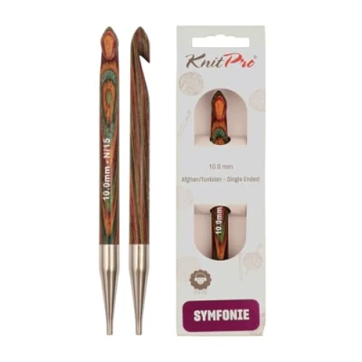 Imagen de KnitPro K20754 Aguja de ganchillo tunecino (madera, 15 cm/10 mm), multicolor