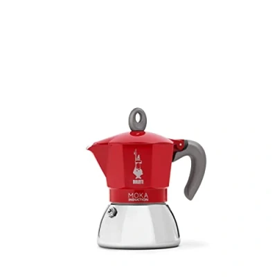 Imagen de Bialetti Cafetera Moka de Inducción, Adecuada para todo tipo Placas, 4 Tazas Café Espresso (150 Ml), Rojo