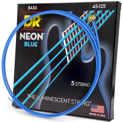 Imagen de DR Strings Hi Def Neon Blue Bass 5 cuerdas de tamaño mediano