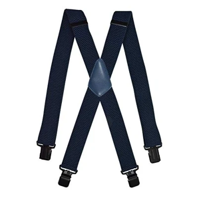 Imagen de Olata Tirantes Hombres. para pantalones con Bandas Extra Anchas. Diseño en Forma de X y Clips Negros 4 cm. Azul Oscuro