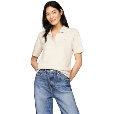 Imagen de Tommy Hilfiger Collection FLAG Embroidery Regular Polo, Mujer, Talla: XXL, Classic beige