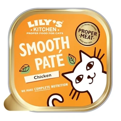 Imagen de Lily&#039;s Kitchen Bandeja de alimento húmedo natural tipo paté para gatos: receta pollo sin cereales (19 x 85g Tarrinas)