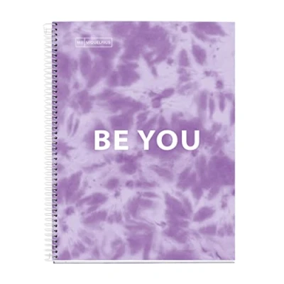 Imagen de Miquelrius Cuaderno Libreta, Tapa Dura Cartón, A4, 4 Franjas de Colores, 120 Hojas Cuadriculadas 90 gramos, Taladros, Tie Dye Lavanda
